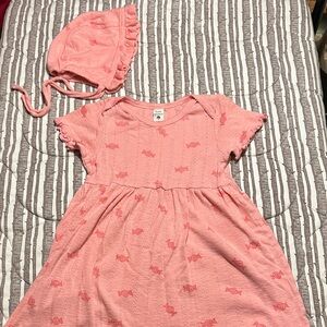Kate Quinn pink pointelle candy print dress and hat